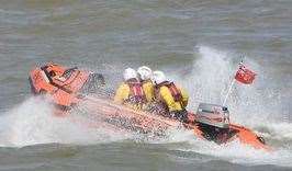 A lifeboat crew searching the water after the incident in Kingsdown. Picture: Carly Morris