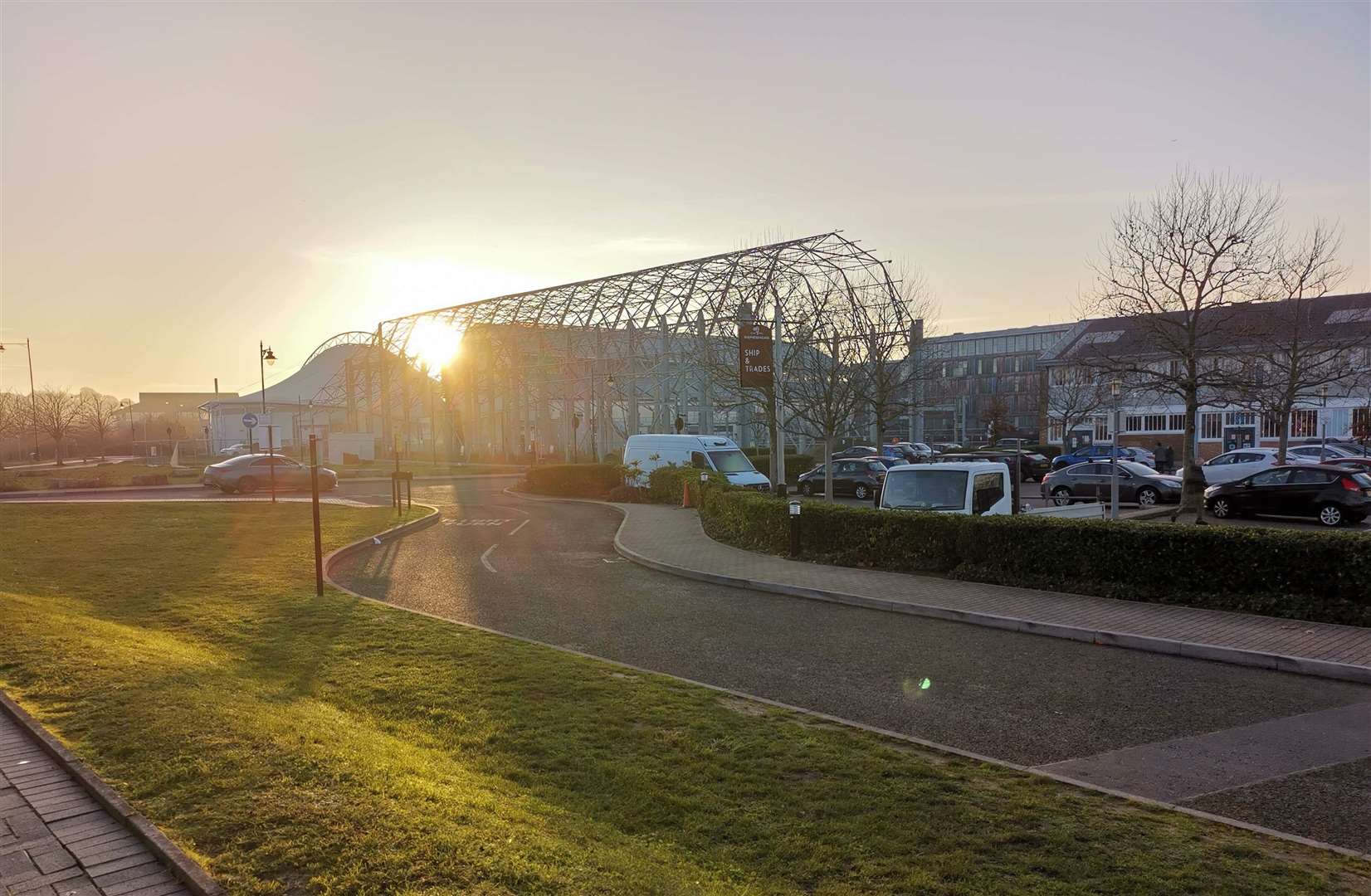 The structure sits behind the Dockside Outlet