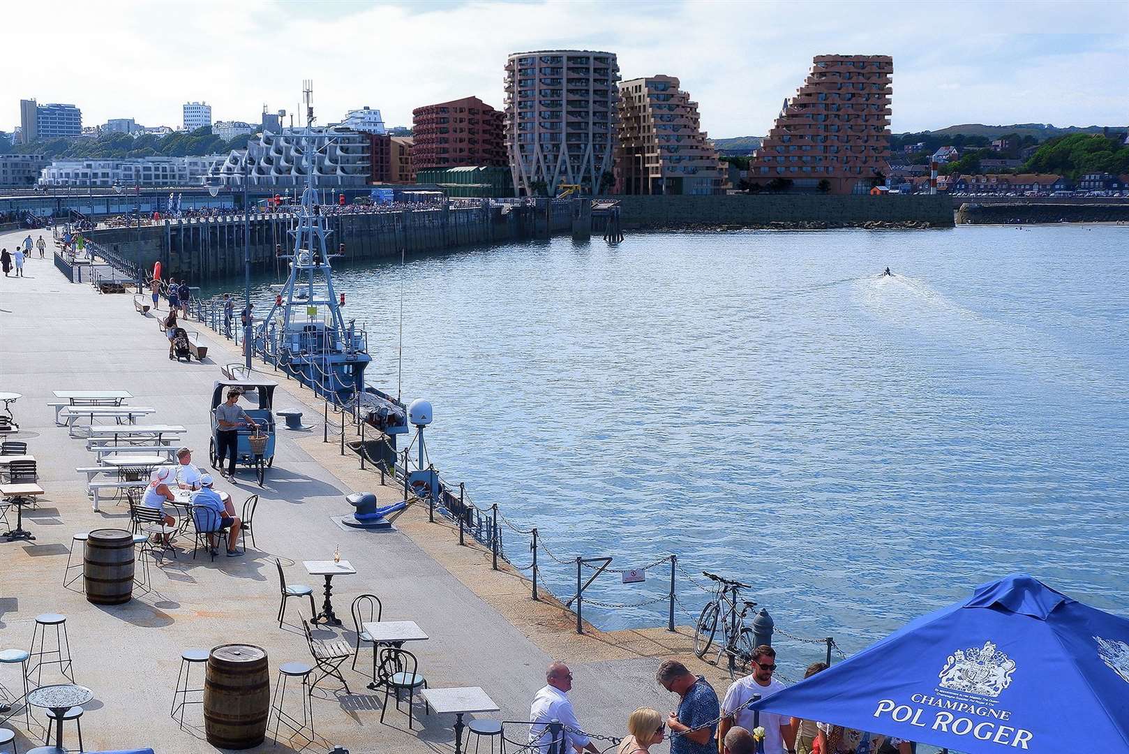 The view from the lighthouse at the end of the harbour arm