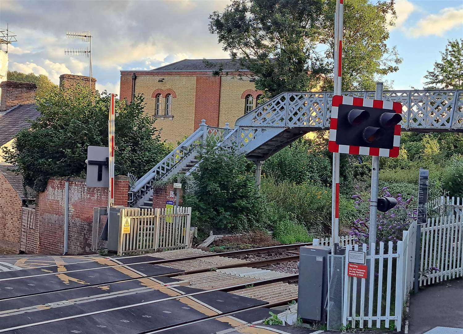 A view of the Pump House from the other side of the railway tracks