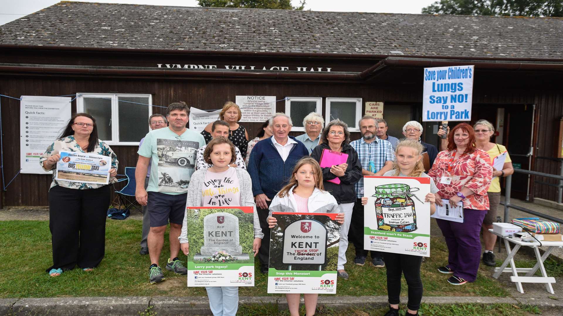 Protesters demonstrating at one of the lorry park consultations last September in Lypmne