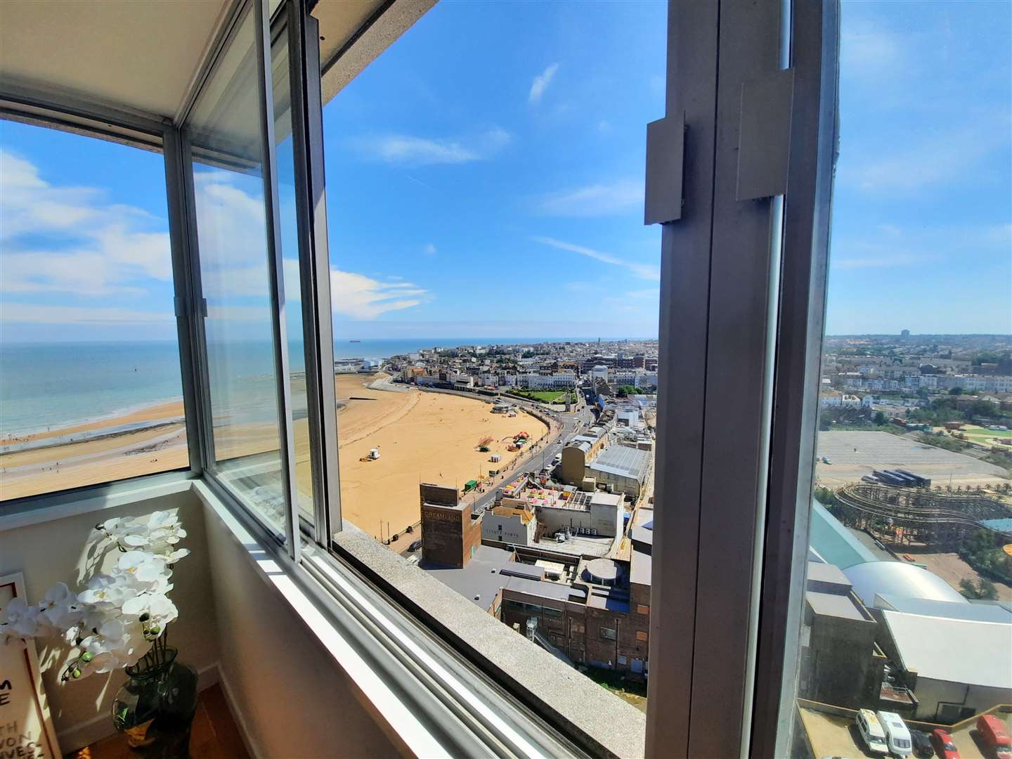 Jess Search has sweeping views of Margate seafront from her top-floor flat in Arlington House