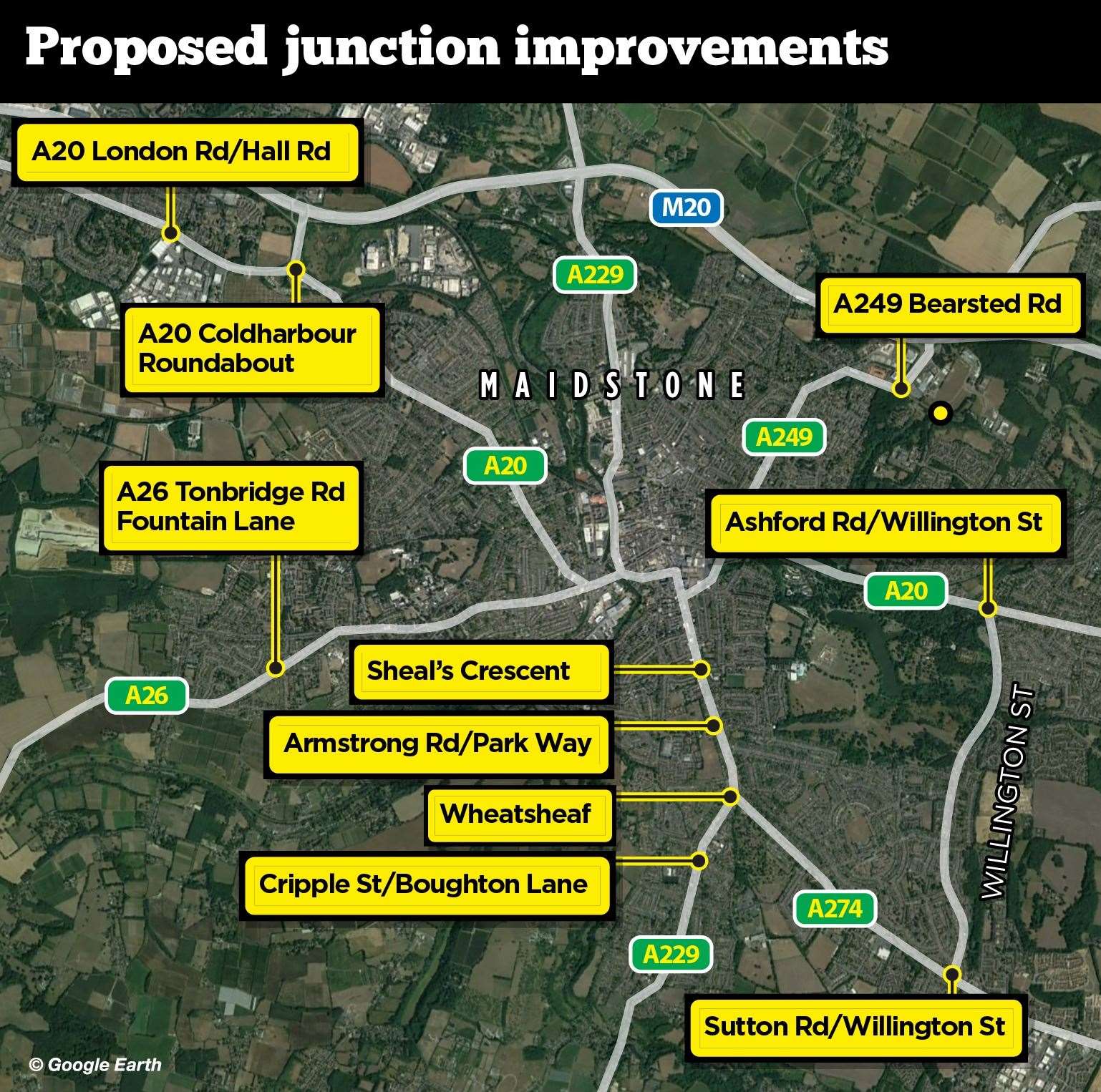 The 10 junctions originally planned for improvement