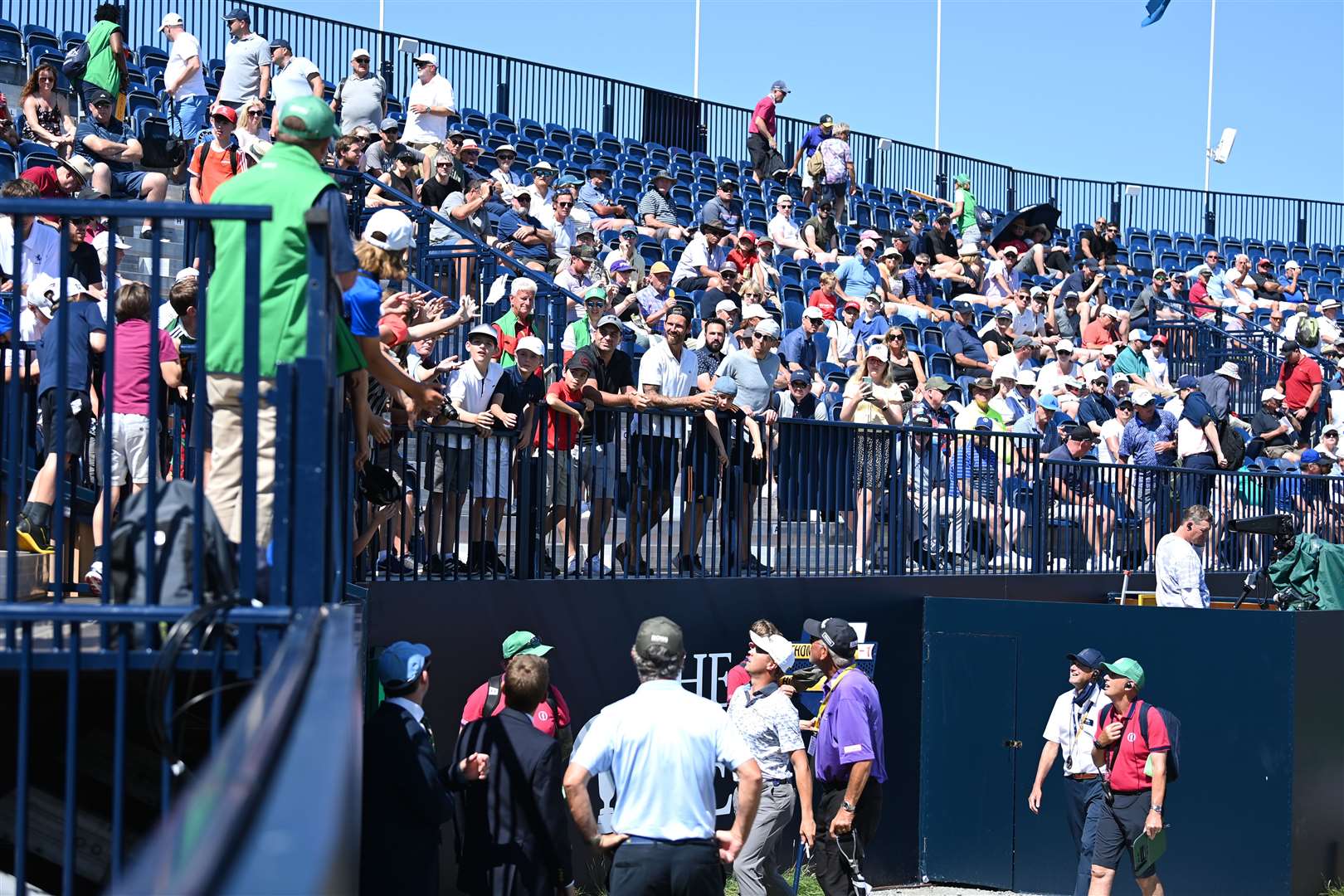 Young fans in the grandstand on the 18th are thrown a glove. Picture: Barry Goodwin (49329496)