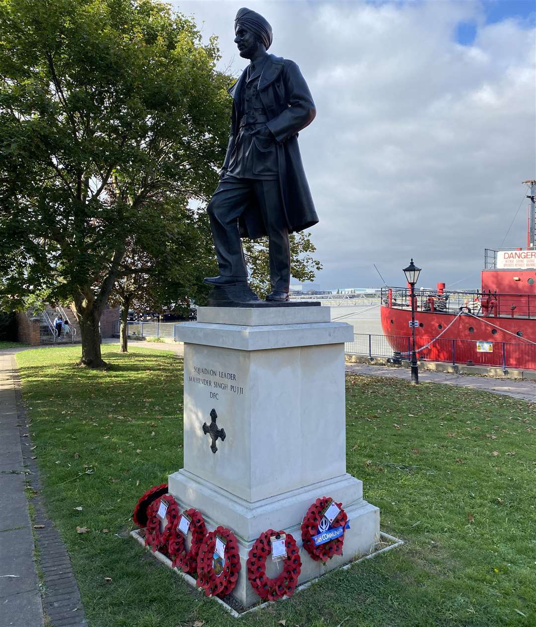 Statue of Sqn Ldr Mahinder Singh Pujji in Gravesend. Picture: Jagdev Singh Virdee