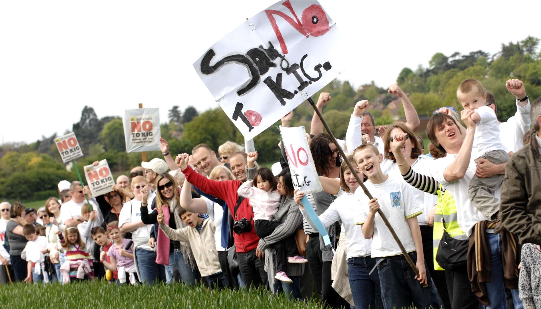 Protestors marched through the proposed site. Picture: Matthew Reading