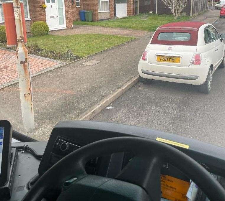 Tim Lambkin of Travelmasters pictured a car parked in front of the 'no stopping' sign at the bus stop last week. Picture: Tim Lambkin