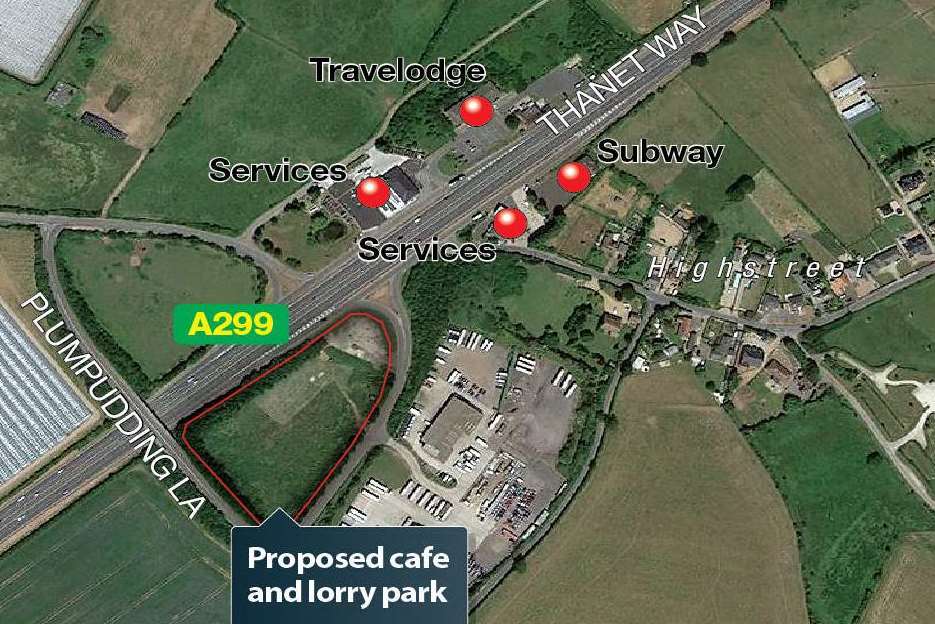 This map shows where the proposed lorry park will be.