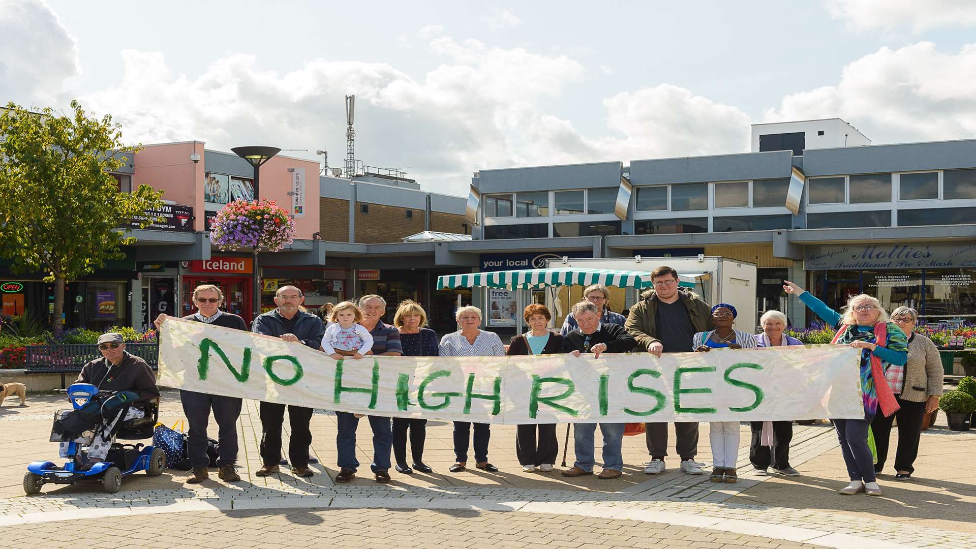 Protesters in Swanley Square