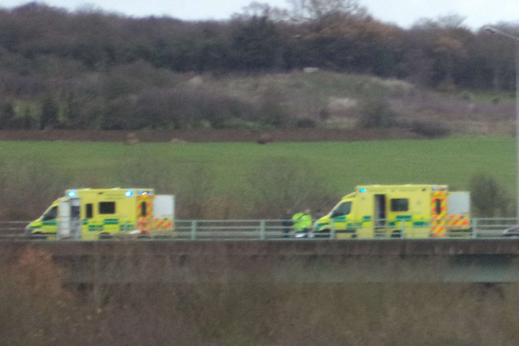 Ambulance crews at the scene of Thanet Way crash