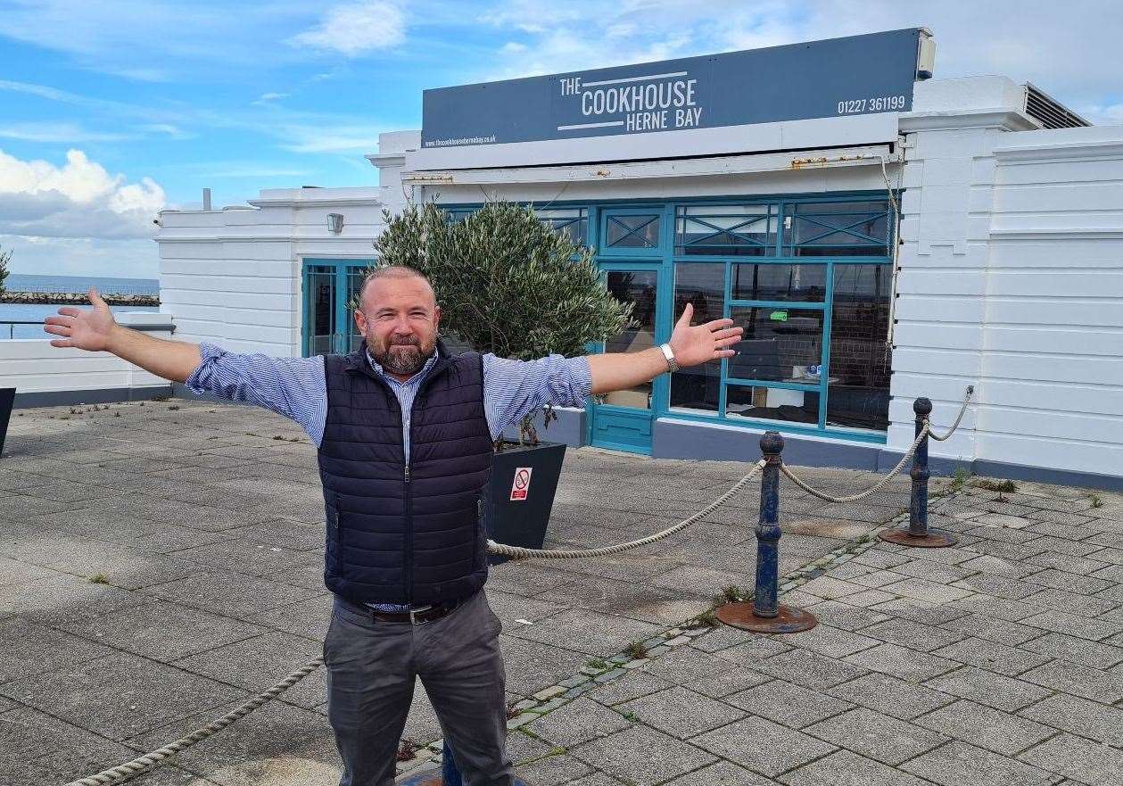 Mehmet Dari outside the site on Herne Bay seafront