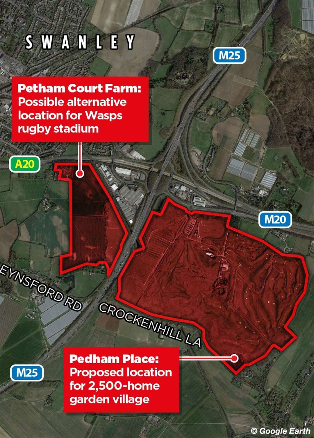 The two sites that might house the new Wasps stadium