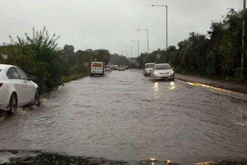 Flooding in Dane Court Road, Margate. Picture: @Kent_999s