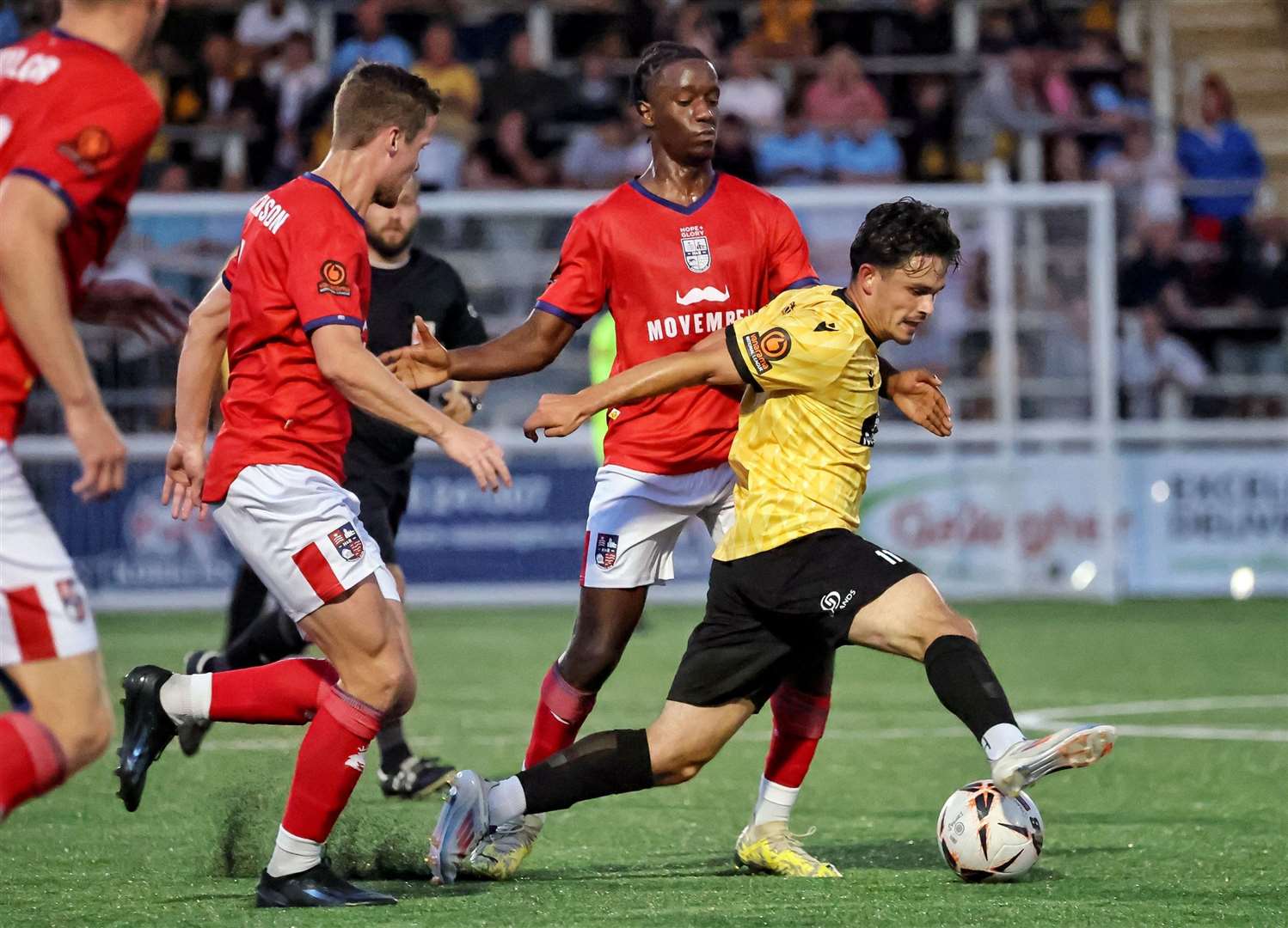 Jon Benton looks to create an opening during Maidstone's goalless draw with Hampton. Picture: Helen Cooper