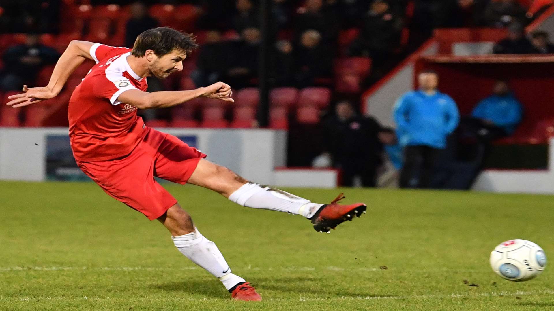 Joe Healy scores Welling's first goal against Concord. Picture: Keith Gillard