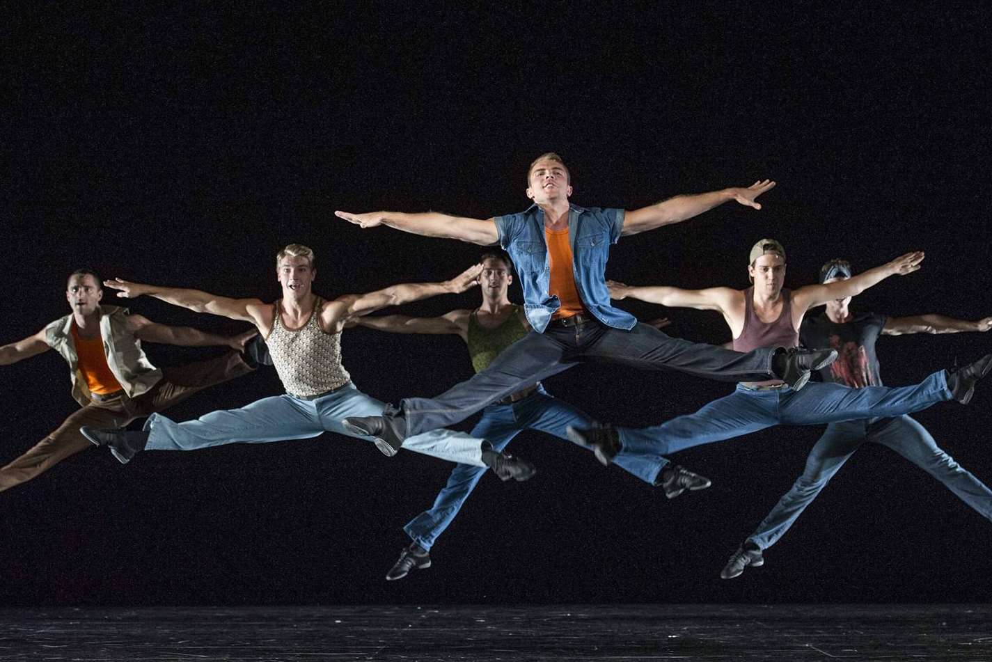 The Jets gang dancing in West Side Story at the Marlowe Theatre