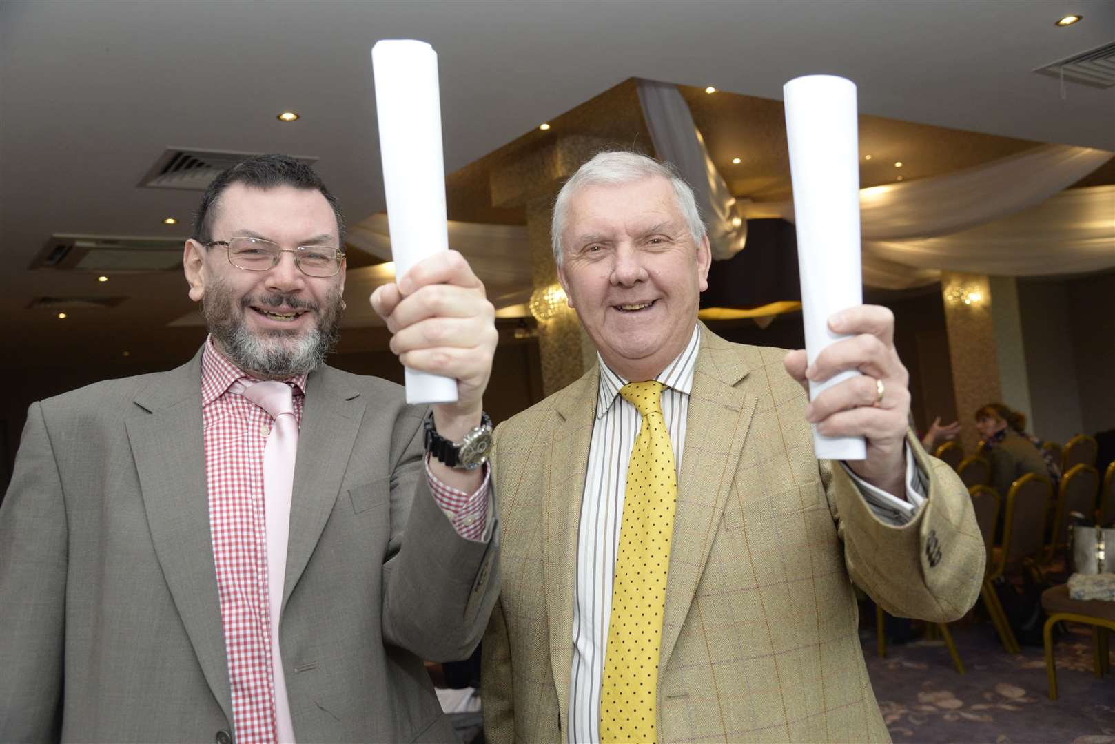 Cllr Paul Harper and Gareth Owen, chairman of Save Fant Farm, celebrating their previous victory