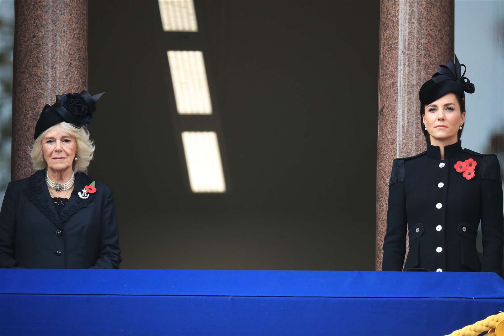 Camilla and Kate during the Remembrance Sunday service at the Cenotaph, in Whitehall, in 2019 (Aaron Chown/PA)