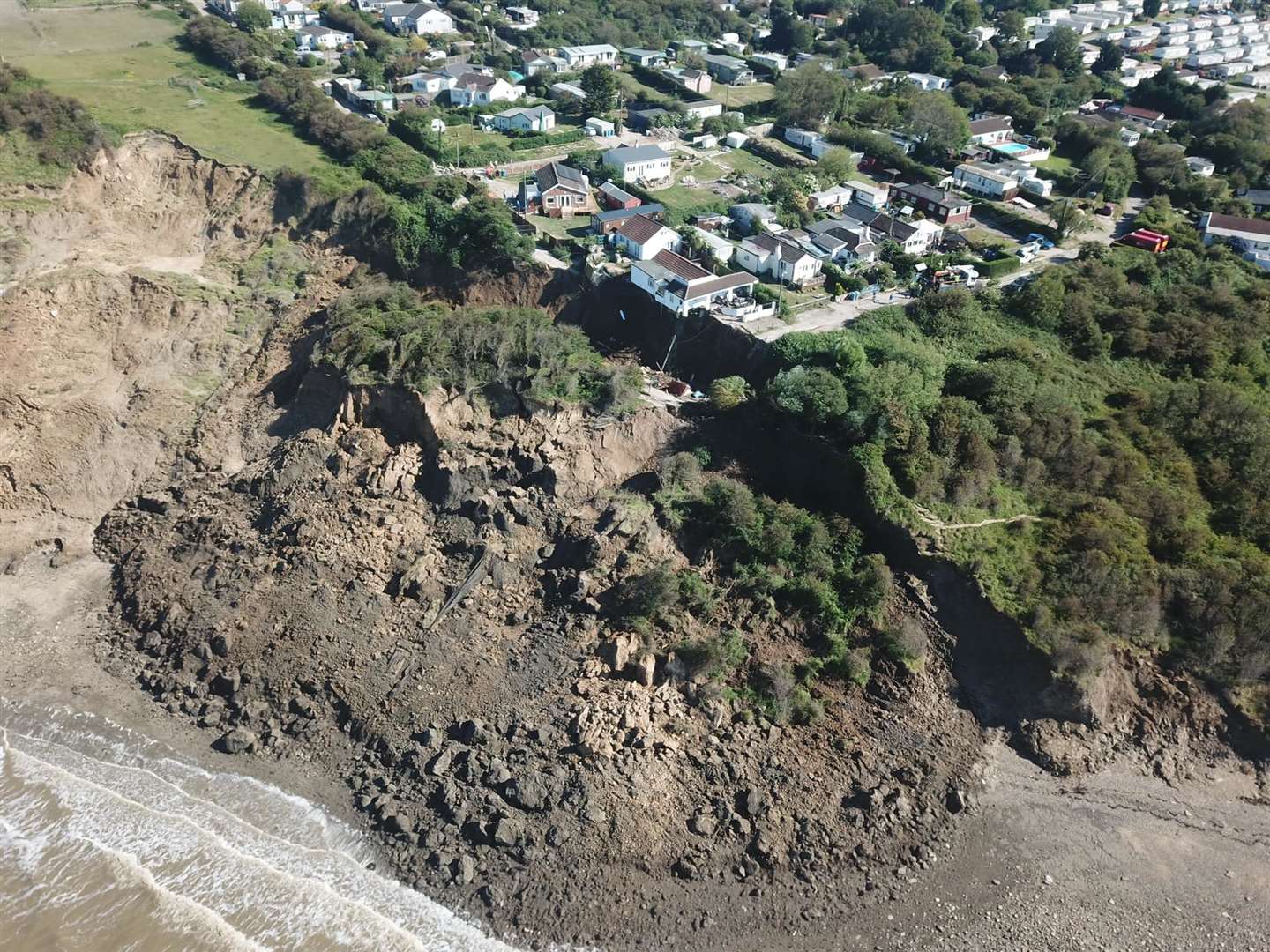 Drones give remarkable images from above - such as the cliff fall at Surf Crescent, Eastchurch on Sheppey. Picture: Henry Cooper