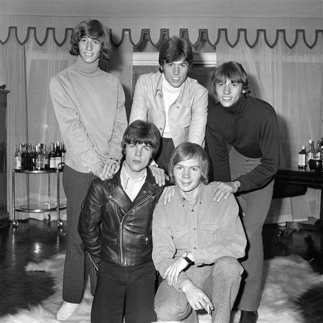 The Bee Gees: (back row, l-r) Robin Gibb, Barry Gibb, Maurice Gibb; (front row, l-r) Vince Melouney, Colin Petersen (PA)