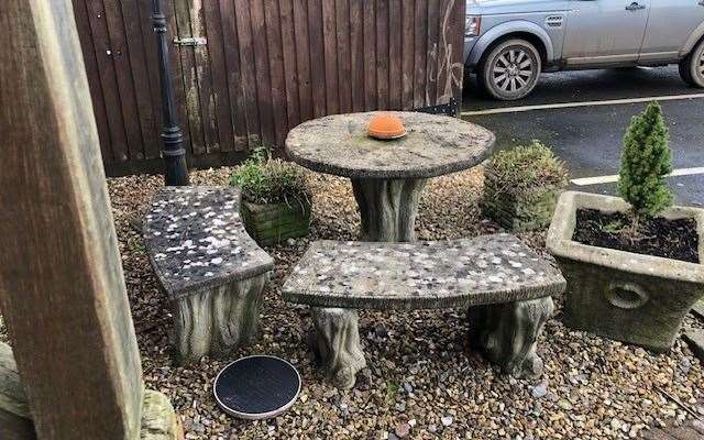 With the impressive garden at the back I’m not sure how often this table and stone seats at the front would be used