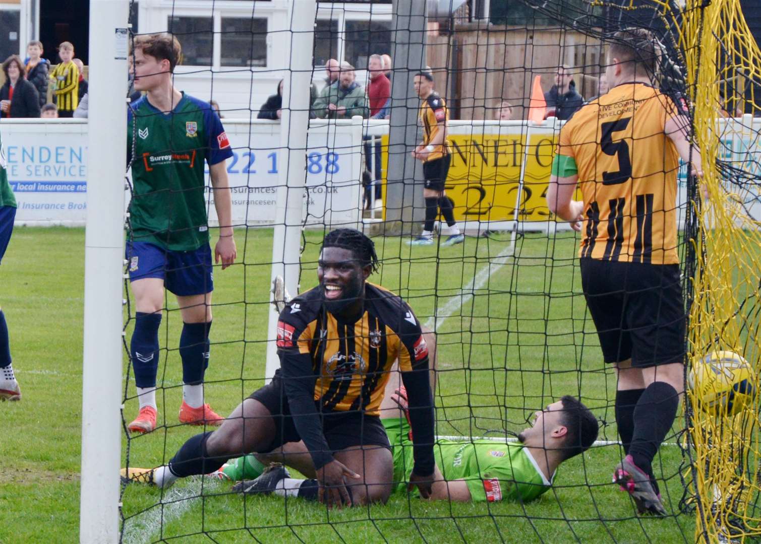 Folkestone's David Smith scores the winner against Kingstonian. Picture: Randolph File