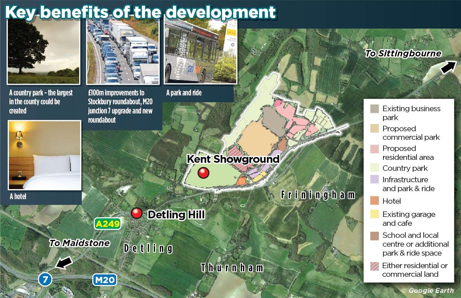 The site of the proposed Binbury Park garden village near Detling between Maidstone and Sittingbourne