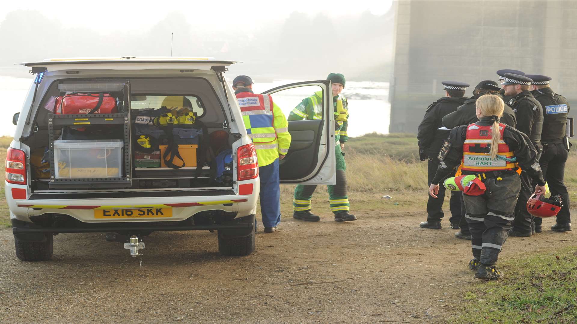 Emergency services at Medway Valley Park. Pic: Steve Crispe