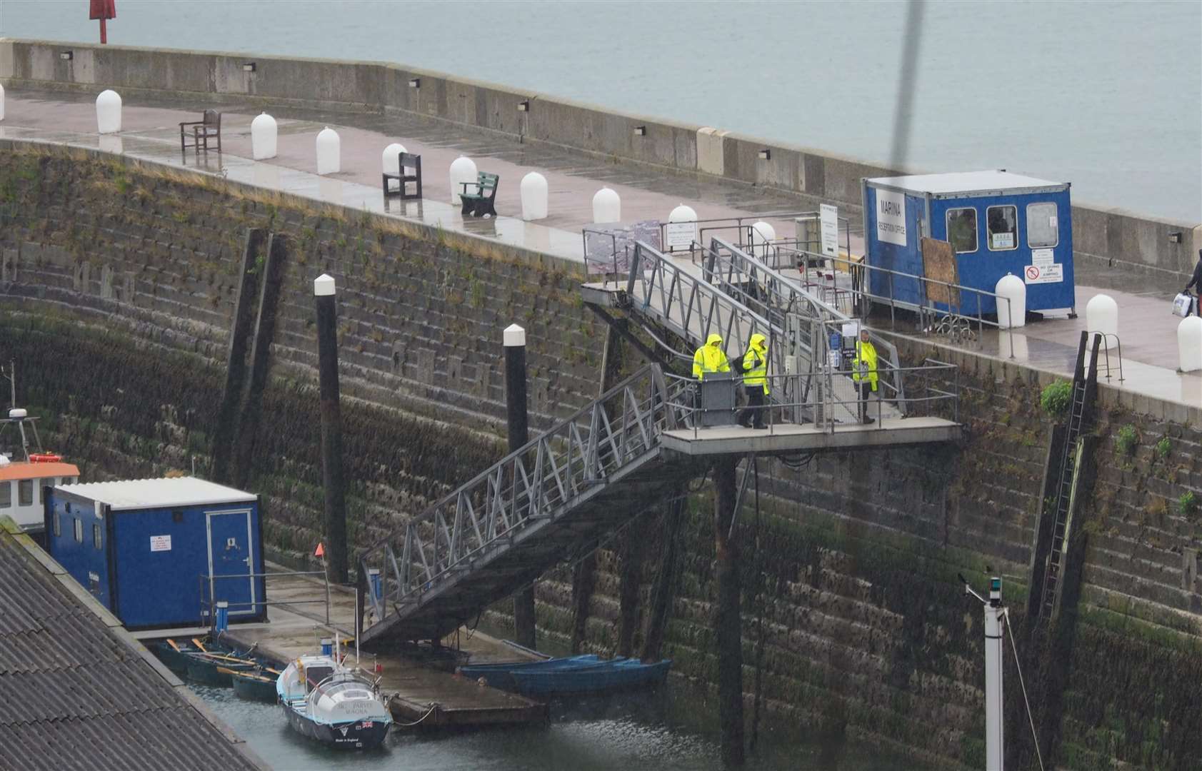 Officers at Ramsgate Harbour. Picture: Simon Crow (3541187)