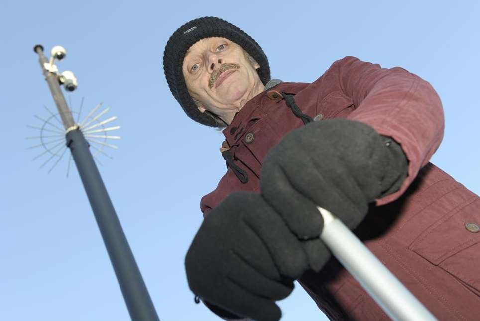 Malcolm Upton, chairman of The Vineries PACT, with the new CCTV cameras that have helped to reduce crime in the area