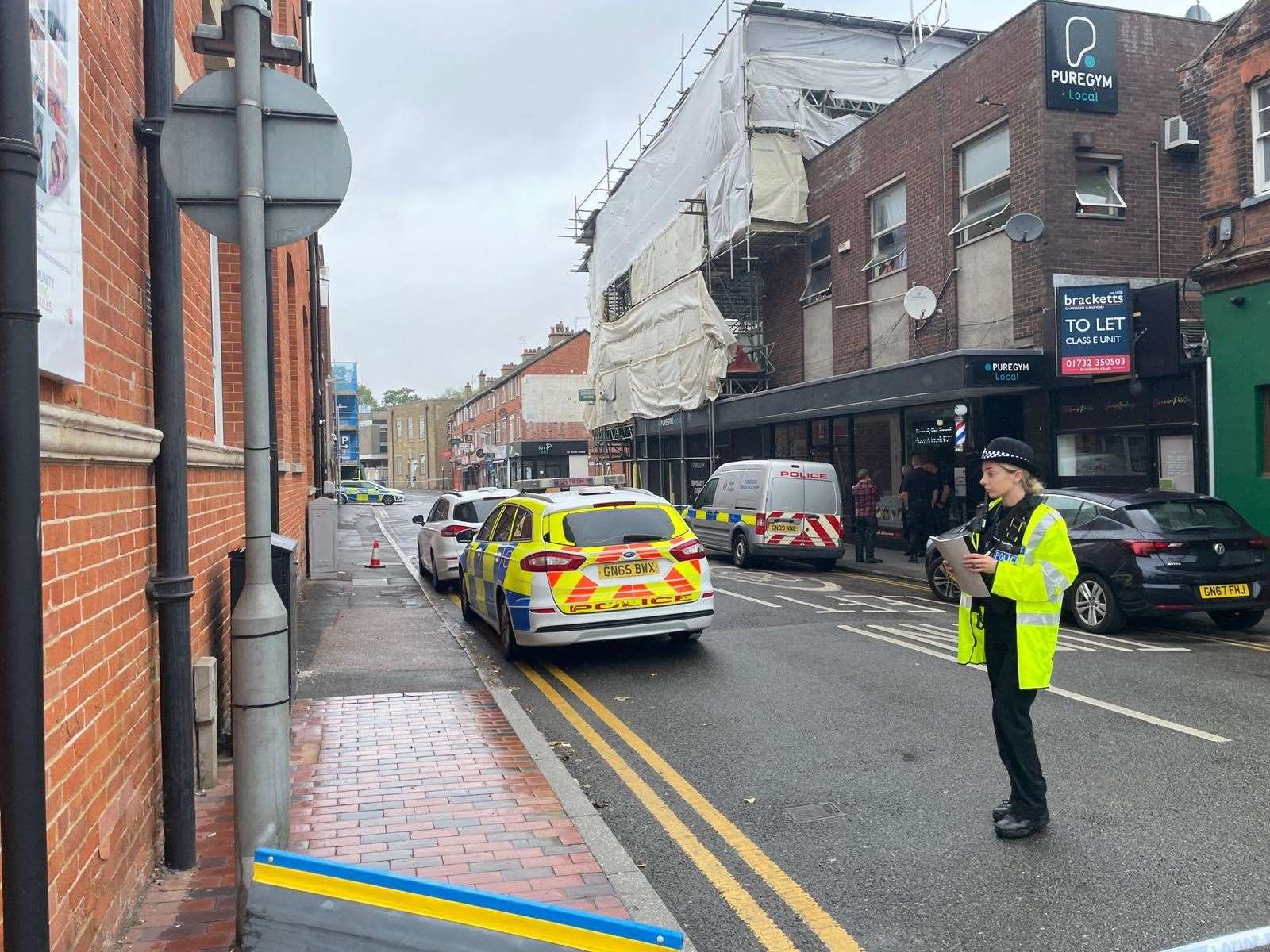 Police in Tonbridge after Thomas Waugh was stabbed. Picture: Sean McPolin