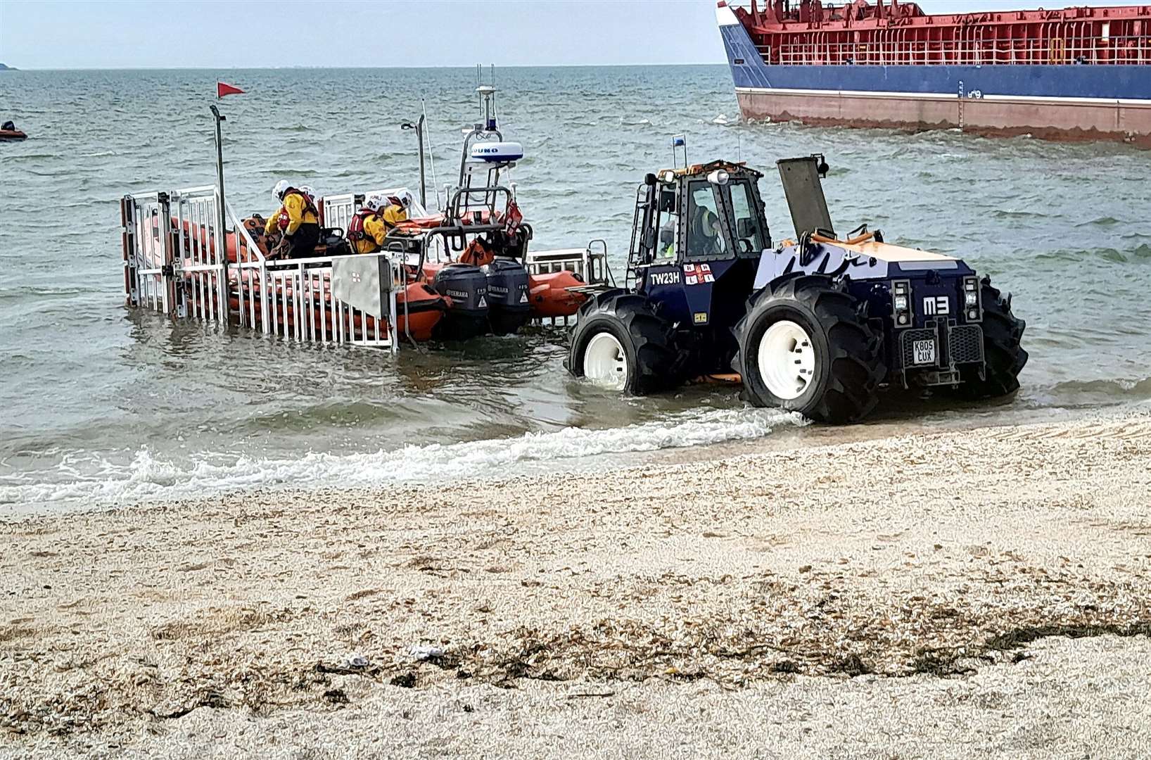 On Friday, a family of five had to be rescued at Warden Point on the Island. Picture: RNLI/Chris Davey