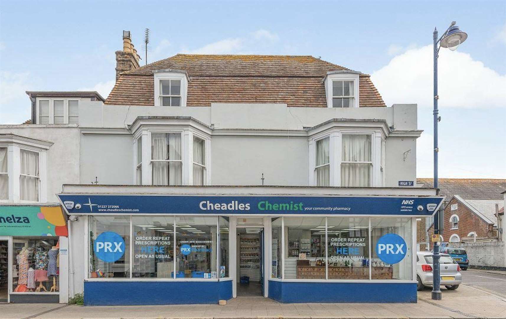 Cheadles Chemist, soon to be rebranded PRX Pharmacy, will remain open despite the building going up for sale for £1 million Pictures: Azure Property Consultants