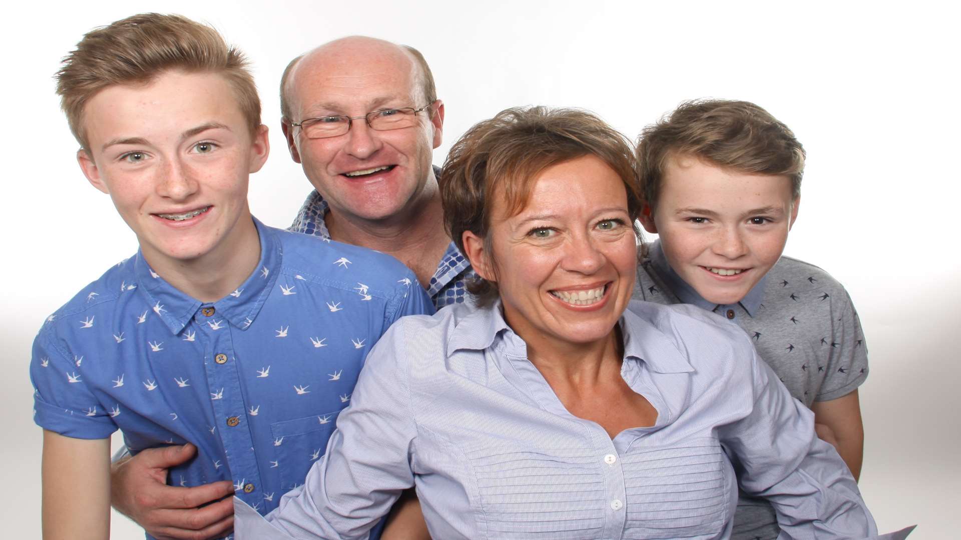 Dawn Hopley with her husband John and their two children Cameron, 16, and Leo, 13