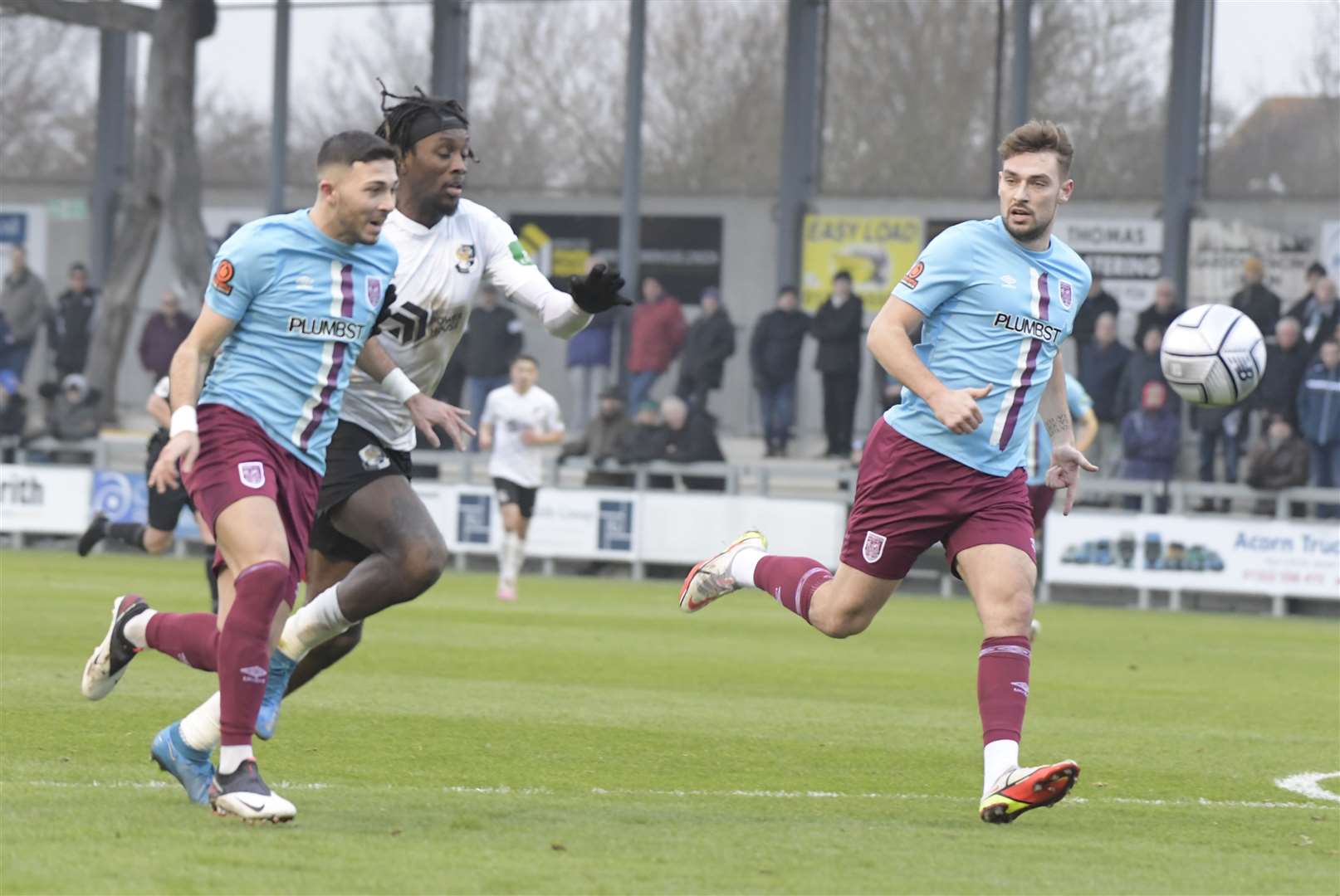 Darts striker Ade Azeez gives chase against Weymouth. Picture: Barry Goodwin (54284063)