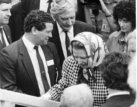 Margaret Thatcher on a visit to Chatham Dockyard in June 1987