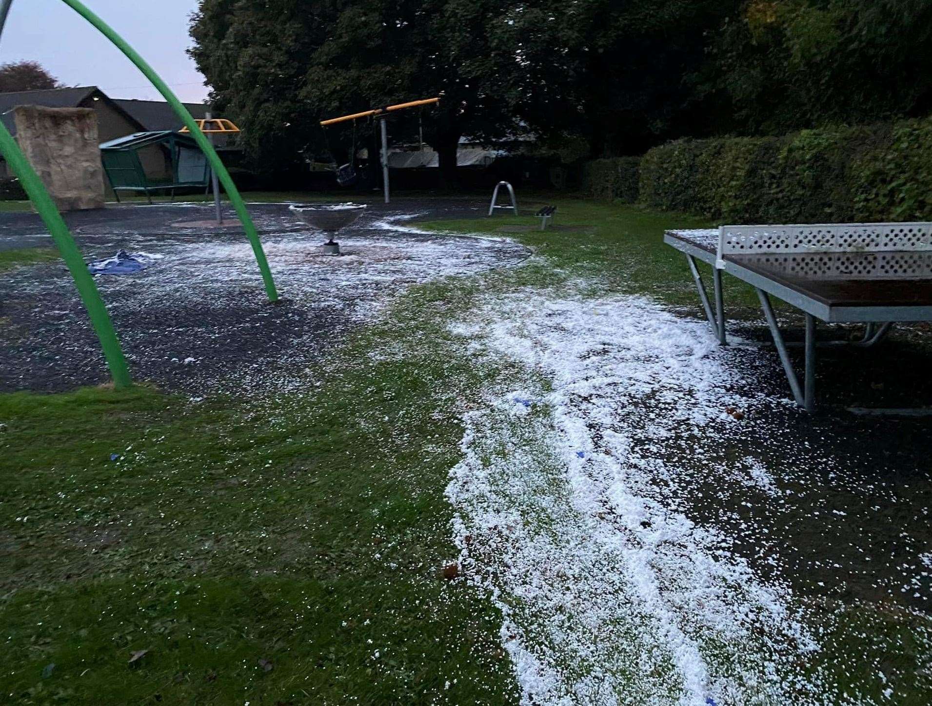 The polystyrene balls were littered across the grass and play area. Picture: Loose Parish Council