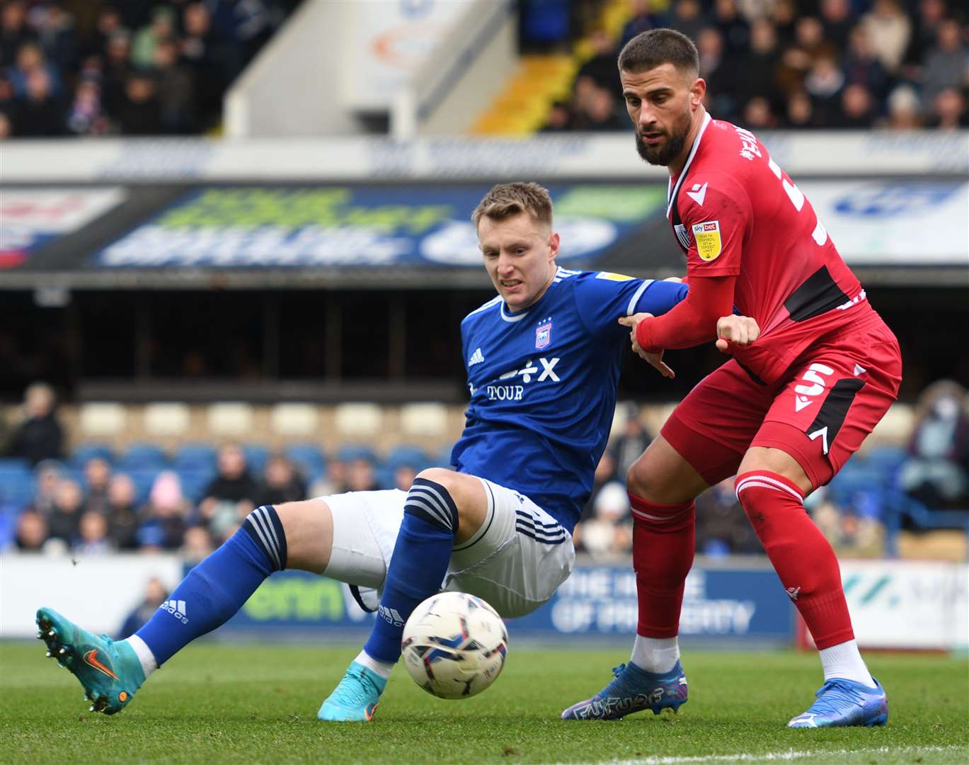 Joe Pigott is brought down by Gills' Max Ehmer. Picture: Barry Goodwin