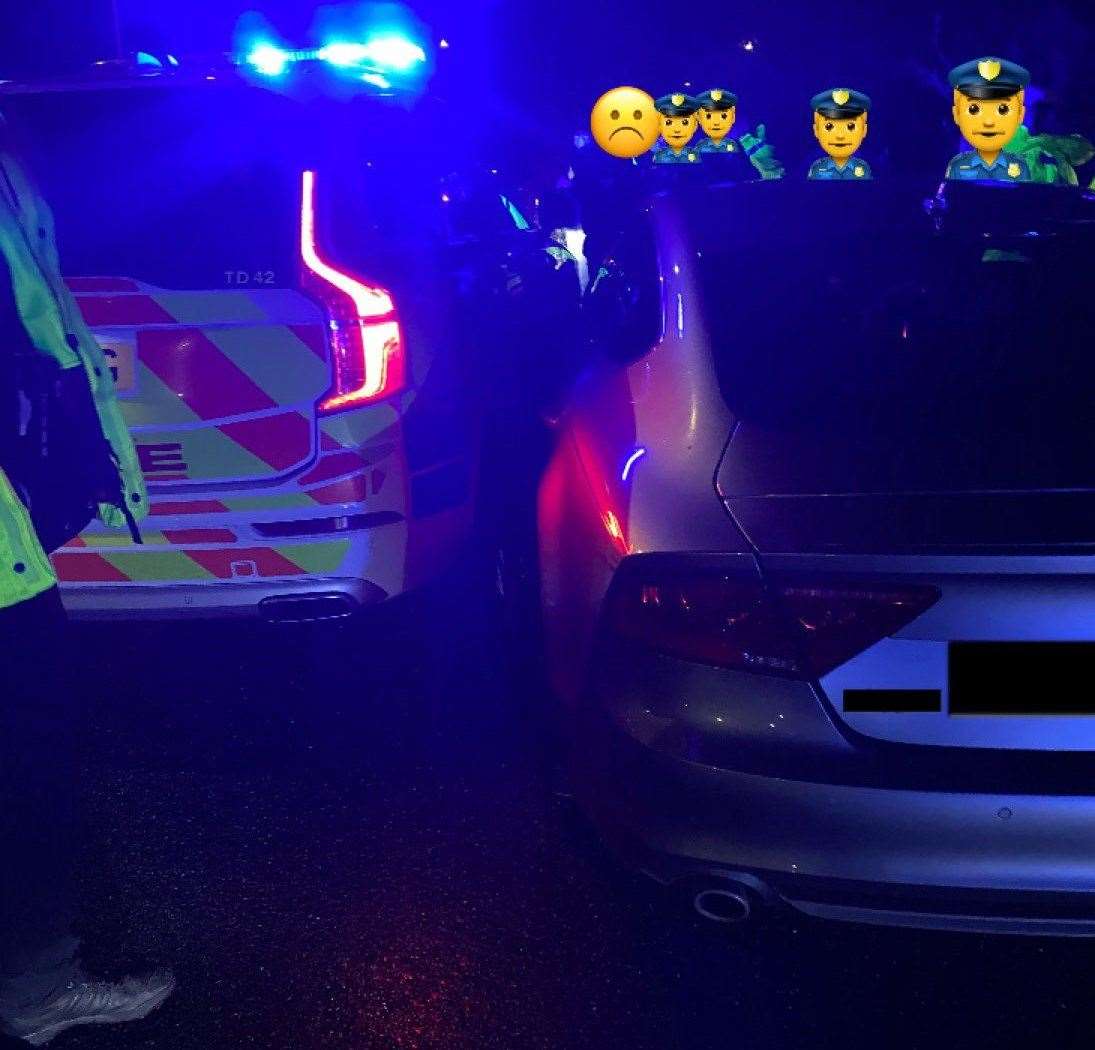 Cloned car rammed police vehicles are being stopped on the M20. Picture: Kent Police RPU