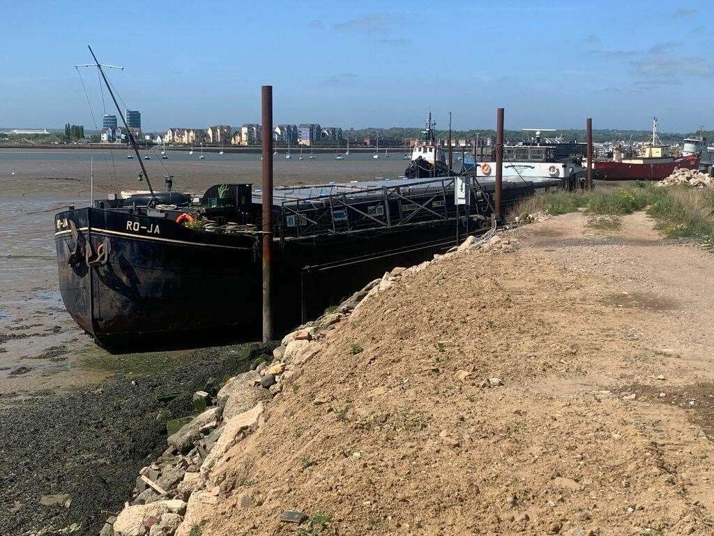 The Dutch barge is moored at Hoo Marina and is listed for sale for £250,000