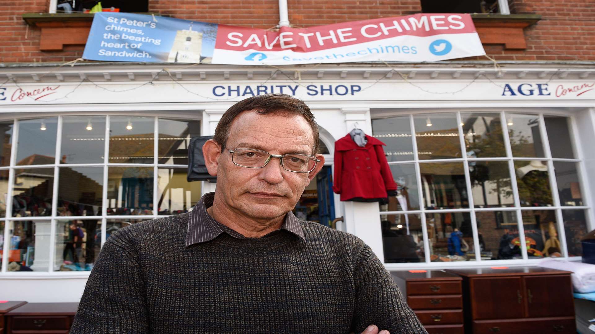 Volunteer Andy Styles outside the targeted shop