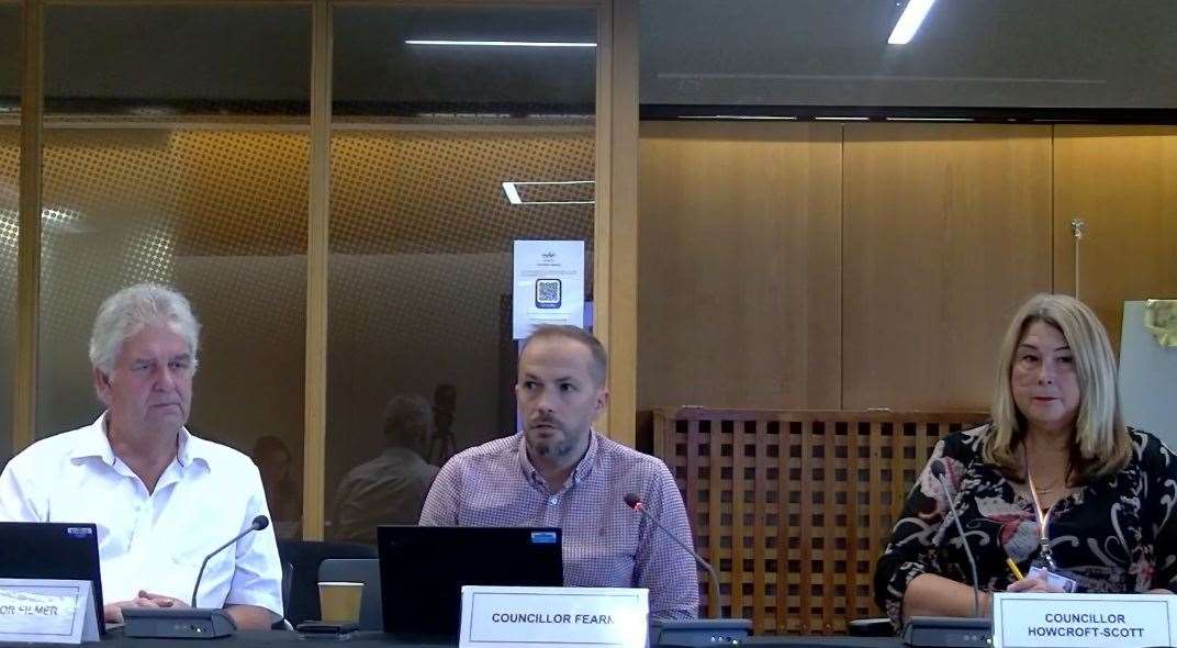 Medway Council's licensing hearing panel for the meeting (left to right) Cllr Phil Filmer (Con), Cllr Matt Fearn (Con), and Cllr Jo Howcroft-Scott (Lab)