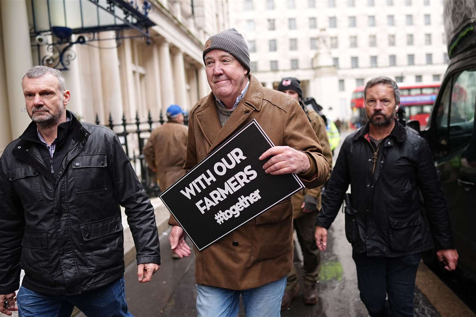 Jeremy Clarkson arrives in central London to join the farmers’ protest over the changes to inheritance tax (Aaron Chown/PA)