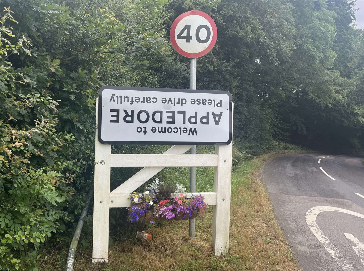 The Appledore sign in Kenardington Road went missing earlier this year until vandals restored it upside down