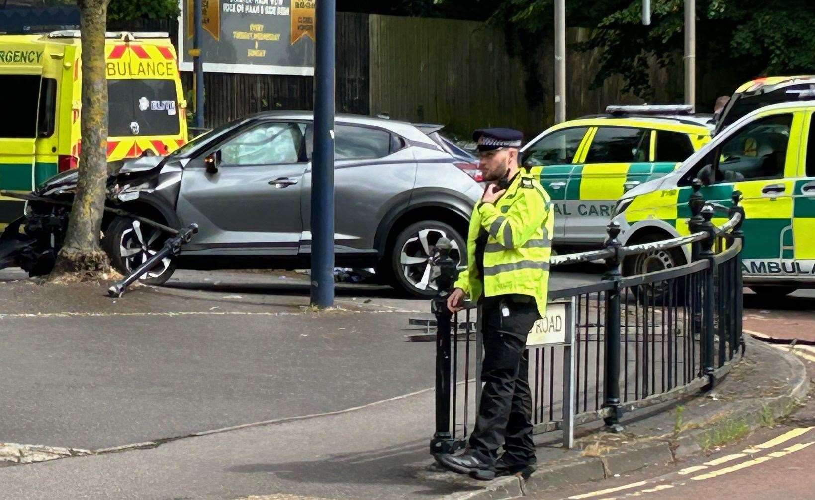 The accident was in Sandling Road and Lower Boxley Road in Maidstone this afternoon (June 15)