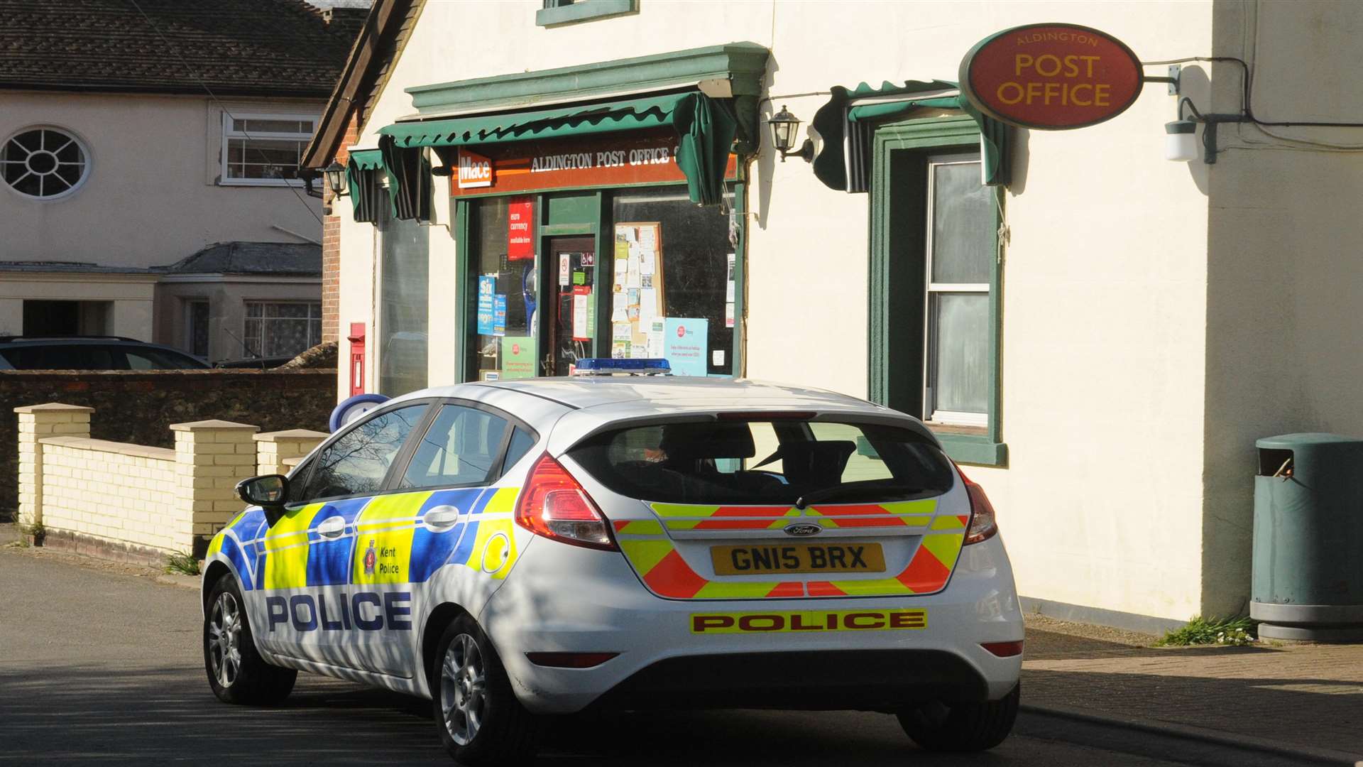 Aftermath of the Aldington Post Office robbery.