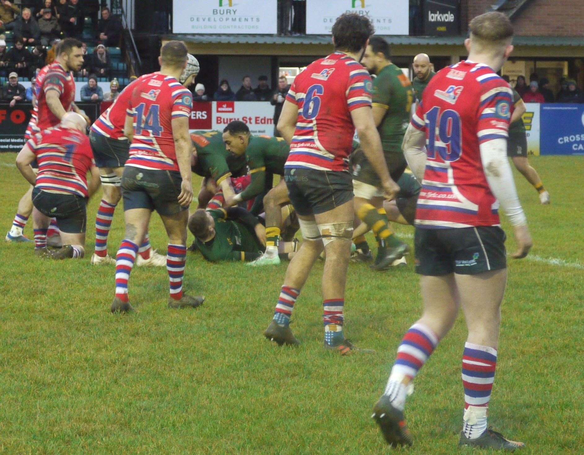 Tonbridge Juddians in attack formation against Bury St Edmunds. Picture: Adam Hookway