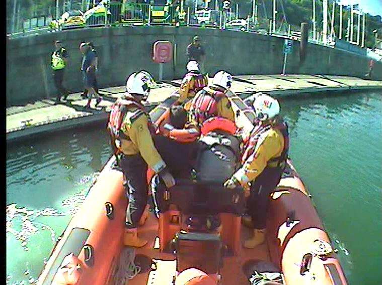 Walmer Lifeboat's crew took this picture from the Donald McLauchlan when bringing the suspected illegal entrants into Dover