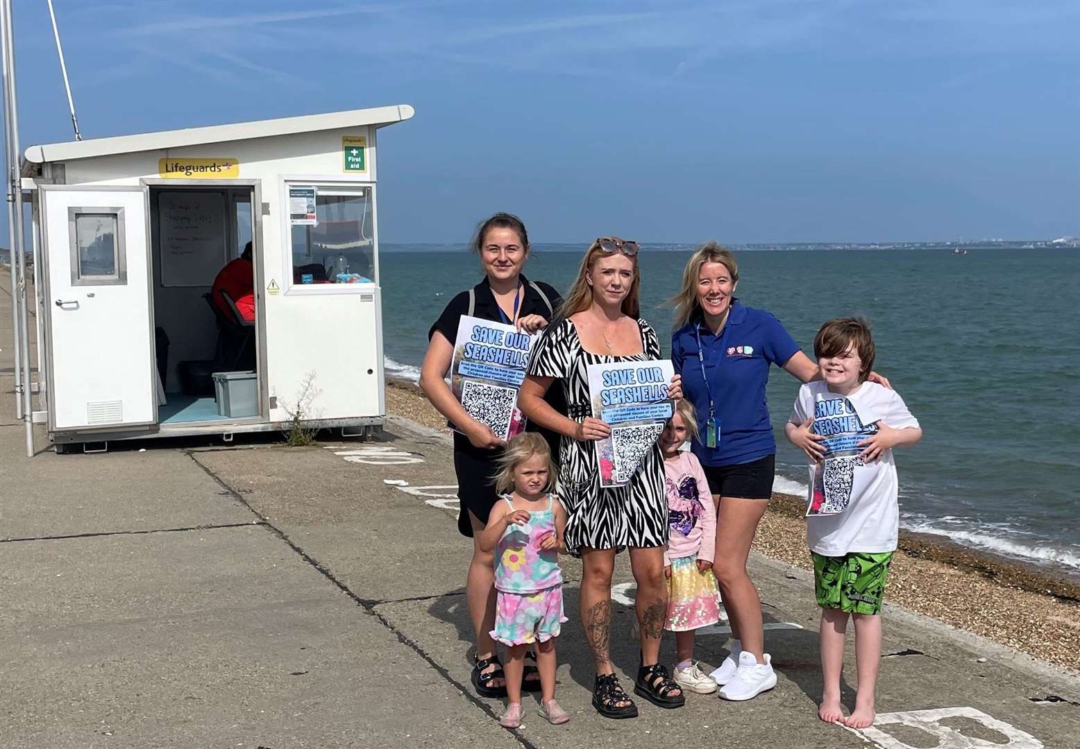 Casie Young, Freya Parkhill, Amy Watkins, Isla Parkhill and Kim Green pictured during their "Save our Seashells" campaign. Picture: Kim Green