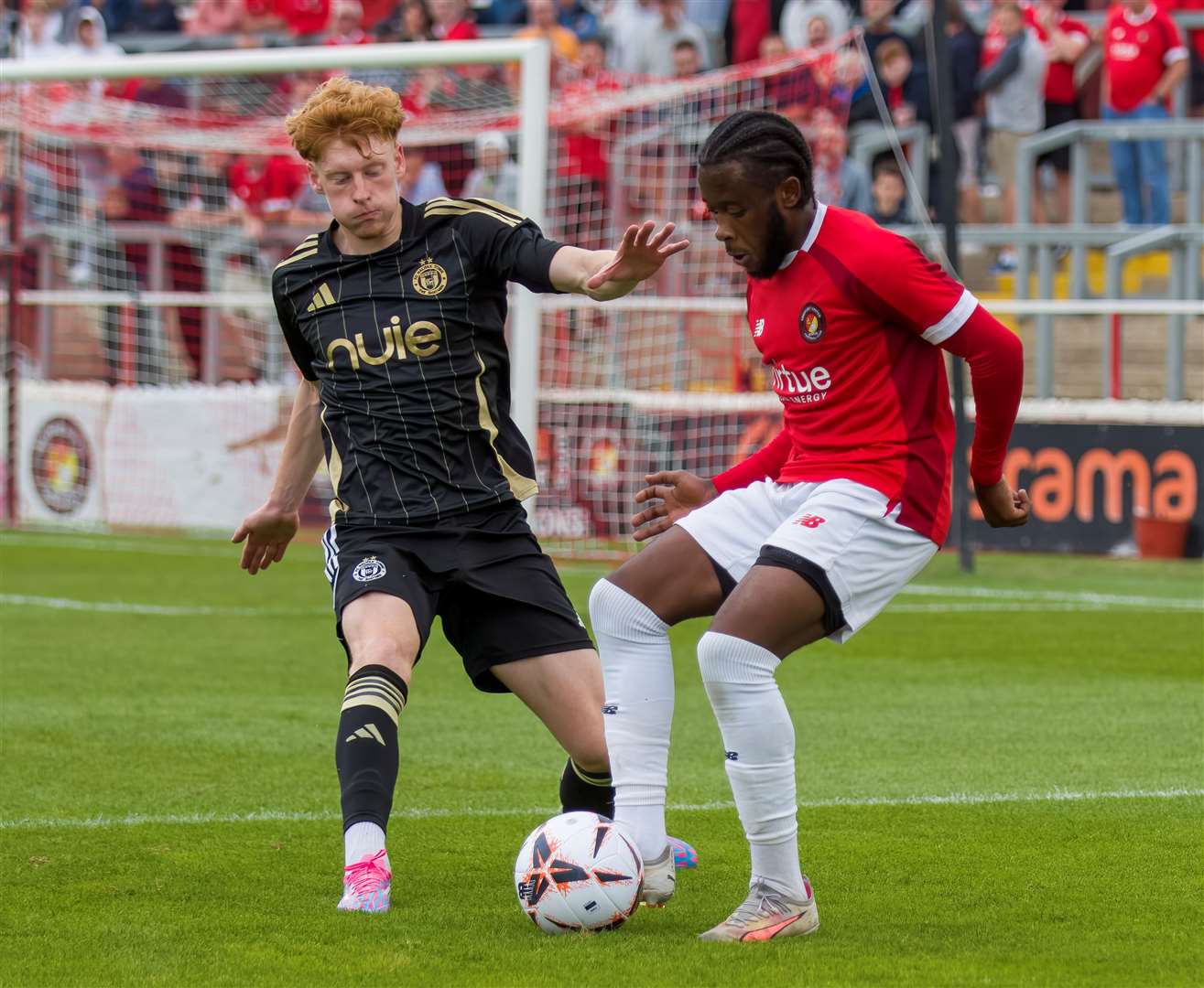 Ebbsfleet’s Jephte Tanga battles in vain against FC Halifax Town last weekend. Picture: Ed Miller/EUFC